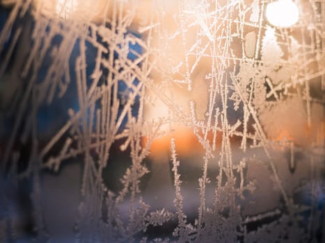 Frost abstract background in cold winted day