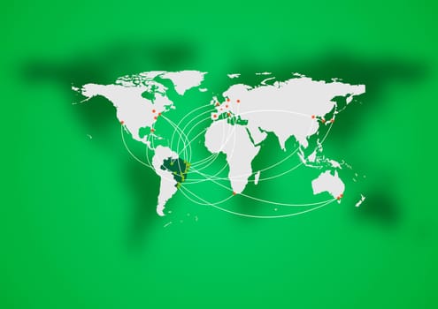Concept air traffic design. Brazilian colors. Vector background