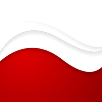 Abstract red and white wavy design. Vector background