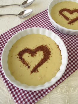 Tiramisu dessert with a heart of cocoa