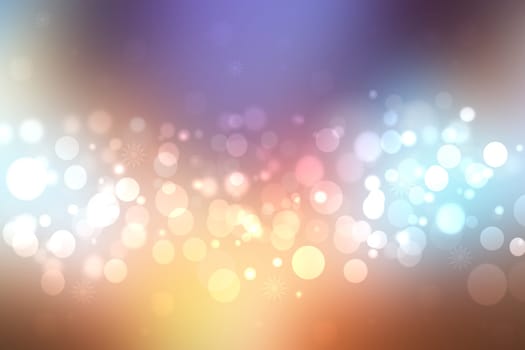 A festive abstract Happy New Year or Christmas texture background and with color blurred bokeh lights and stars. Space for design. Card concept or advertising.