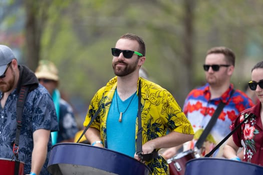 Cleveland, Ohio, USA - June 8, 2019: Parade the Circle, man playing a steel drum