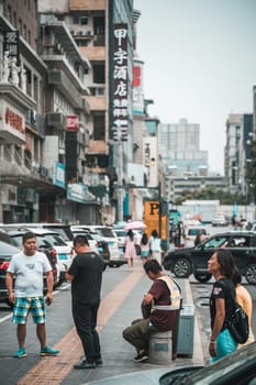 Xian, China -  July 2019 : Street scene in the city of Xian in summer, Shaanxi Province