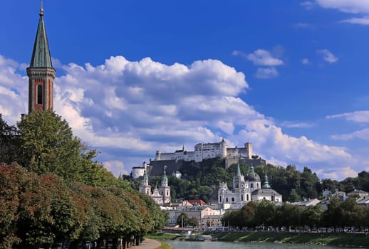 Salzburg with the tower of the Christuskirche
