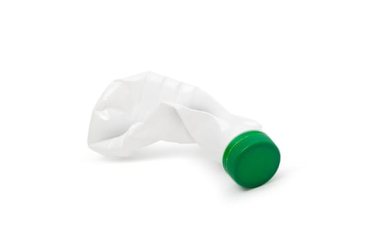 Simple deformed plastic bottles isolated on a white background.
