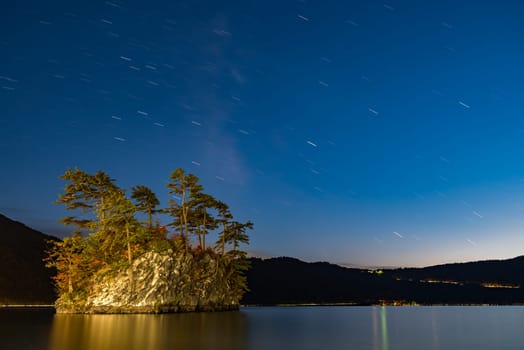Lake Towada with milky way , Towada Hachimantai National Park Aomori, Japan