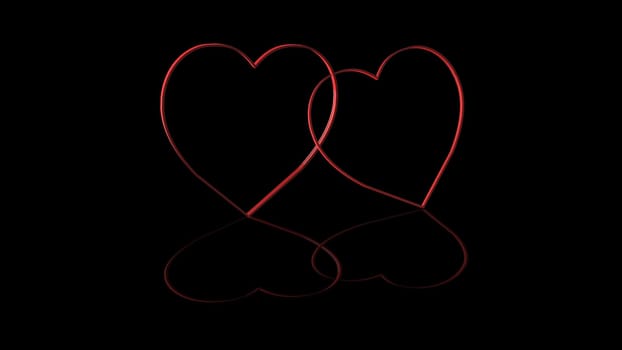 The 3d rendering of 3d heart shape isolated with black