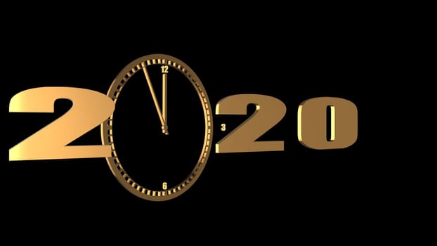 The 3d rendering of Happy New Year 2020 logo text design
