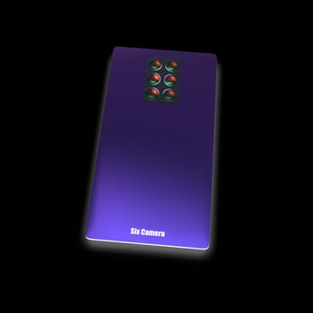 The 3d rendering of mutilple camera smartphone system concept