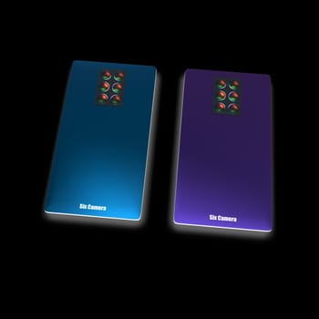 The 3d rendering of mutilple camera smartphone system concept