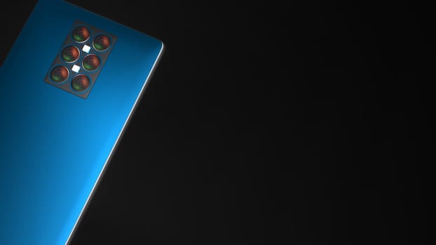 The 3d rendering of mutilple camera smartphone system concept