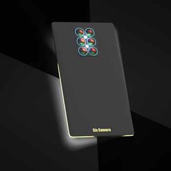 The 3d rendering of mutilple camera smartphone system concept
