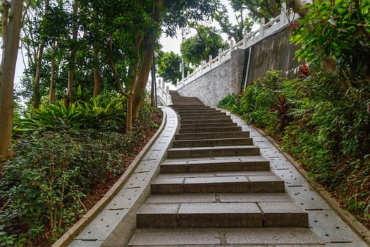 Stone steps in a city green park, Shenzhen, China