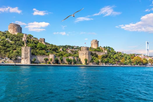 Roumeli Hissar Castle from Bosphorus Straight, Istanbul, Turkey.