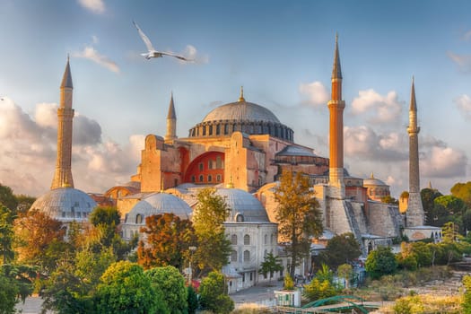 Hagia Sophia in Istanbul, Turkey, wonderful sunny view.