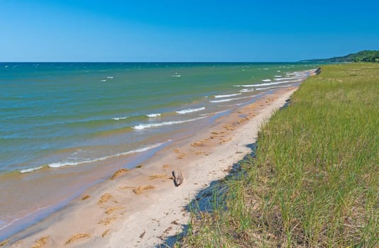 Waves Breaking on a Remote Lakeshore on Lake Michigan Near Montague, Michigan