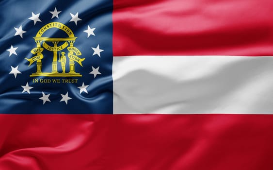 Waving state flag of Georgia - United States of America