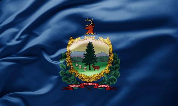 Waving state flag of Vermont - United States of America