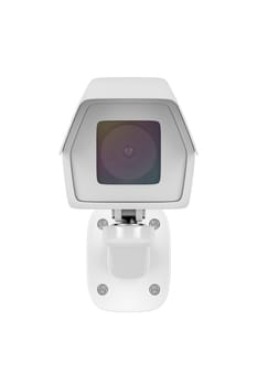 Front view of surveillance camera, isolated on white background
