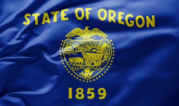 Waving state flag of Oregon - United States of America