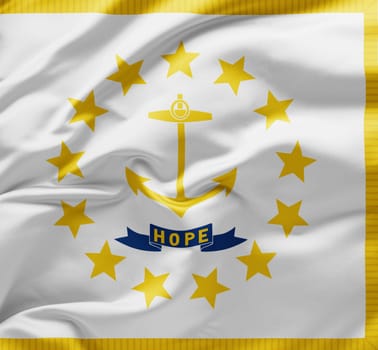 Waving state flag of Rhode island - United States of America