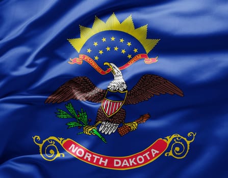 Waving state flag of North Dakota - United States of America