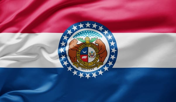 Waving state flag of Missouri - United States of America