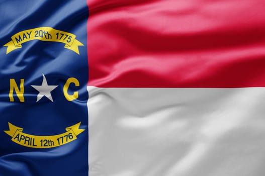 Waving state flag of North Carolina - United States of America