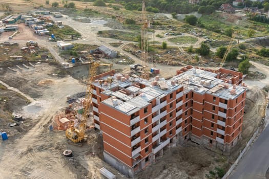 Volgograd, Russia - August 23, 2019: General plan with infrastructure facilities for the construction of a multi-story residential building of the Colosseum housing complex in Volgograd