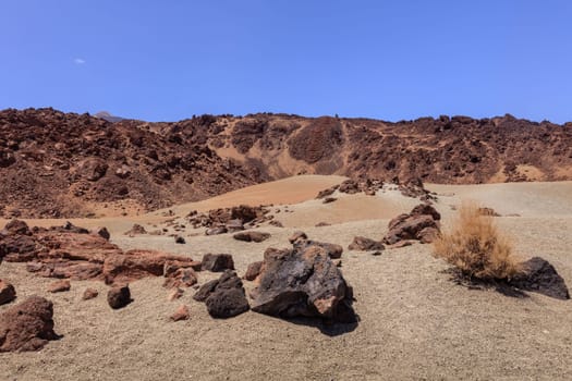 The lava fields of Las Canadas caldera of Teide volcano. Tenerife, Spain