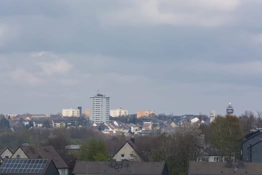 Panoramic shot, skyline of the city of Velbert.with sights
