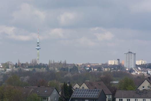 Panoramic shot, skyline of the city of Velbert.with sights