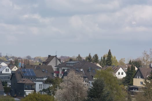 Panoramic shot, skyline of the city of Velbert.with sights