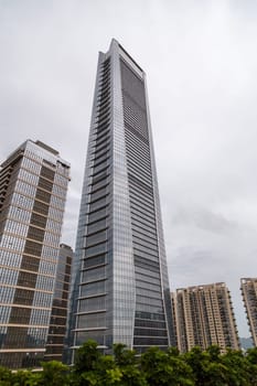 View of the municipal skyscrapers in cloudy weather, Shenzhen, China, Asia