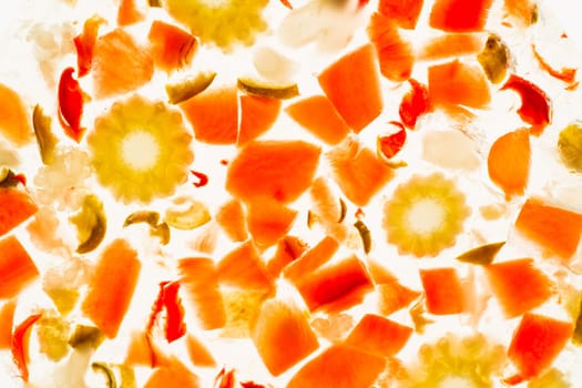Extreme close up of mixed Pickles in Aspic