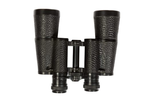 Black binoculars isolated on a white background.