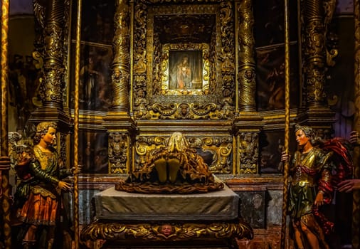 Palma Mallorca Spain June 2015 Beautiful gothic style interior in Cathedral of Santa Maria of Palma La Seu splendour and craftsmanship in architecture