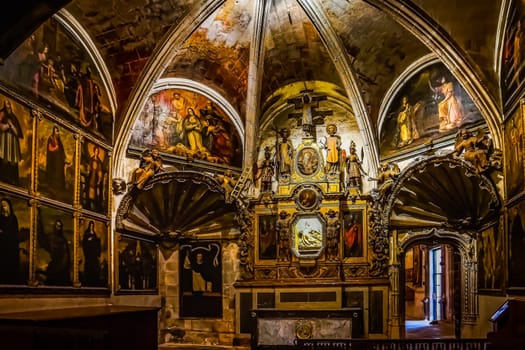 Palma Mallorca Spain June 2015 Beautiful gothic style interior in Cathedral of Santa Maria of Palma La Seu splendour and craftsmanship in architecture