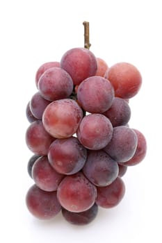 bunch of ripe red grapes isolated on white background