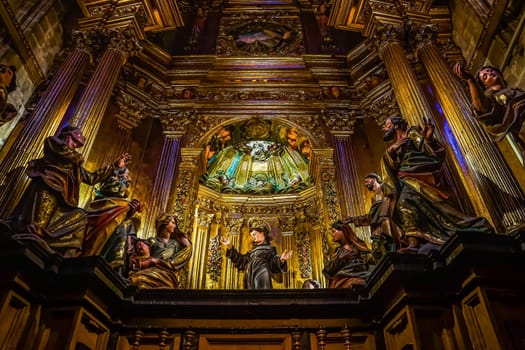 Palma Mallorca Spain June 2015 Beautiful gothic style interior in Cathedral of Santa Maria of Palma La Seu splendour and craftsmanship in architecture