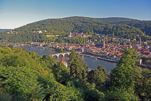 View of the old town and castle in Heidelberg