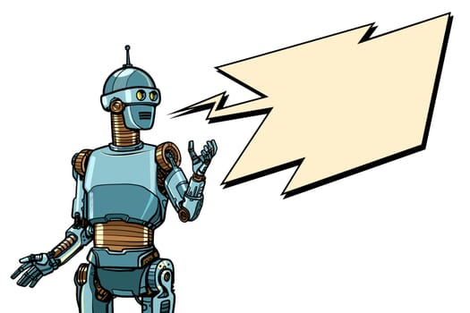 robot Cyber Monday advertising poster. Pop art retro vector illustration drawing vintage kitsch