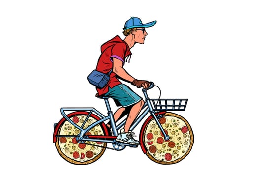 pizza delivery. bike courier service. Pop art retro vector illustration drawing