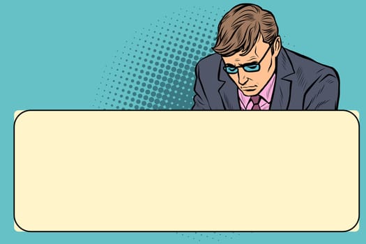 sad man. problems difficulty failure stress. Pop art retro vector illustration drawing vintage kitsch