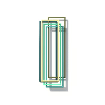 Three colors line font Letter I 3D rendering illustration isolated on white background