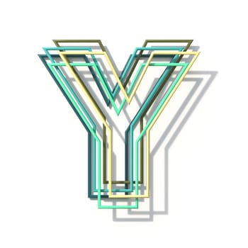 Three colors line font Letter Y 3D rendering illustration isolated on white background