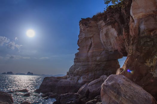 Beautiful cliffs and basalt rocks in Andaman sea, amazing in Thailand