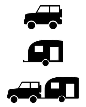 Auto mit Wohnwagen auf weiss