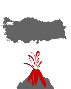 Karte der Türkei mit Vulkan