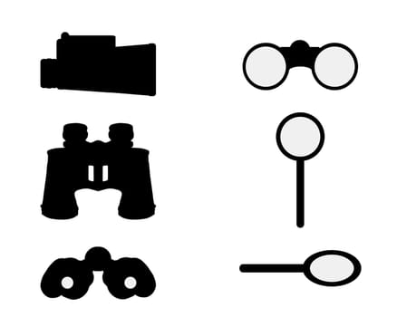 Fernglas und Lupe zur Vergrößerung